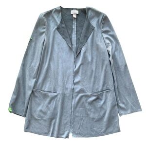Chicos Faux Suede Draped Open Front Lightweight Jacket Gray Size 0 / Small